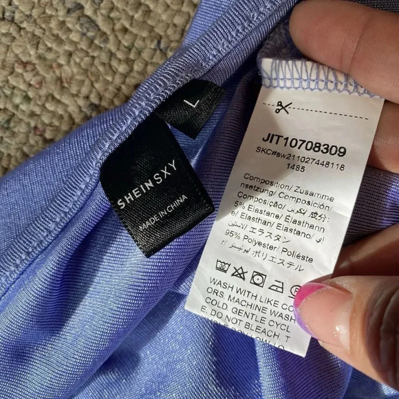 Shein Sexy Flirty Cutout Women's Jumpsuit L Flounce Sleeve Flare Leg Stretchy - Picture 8 of 13